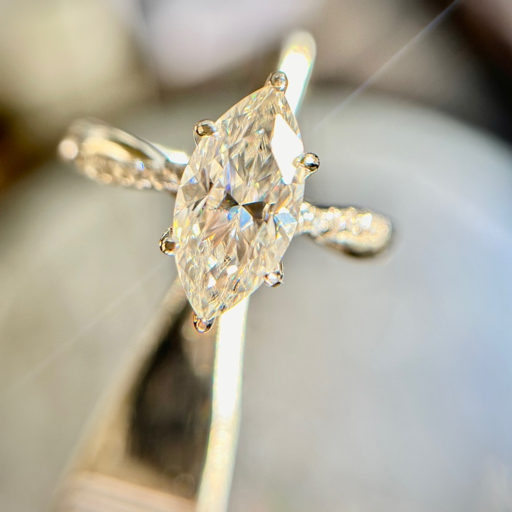 18K White Gold Plated Over S925 2ctMarquise VVS D color moissanite wedding ring7